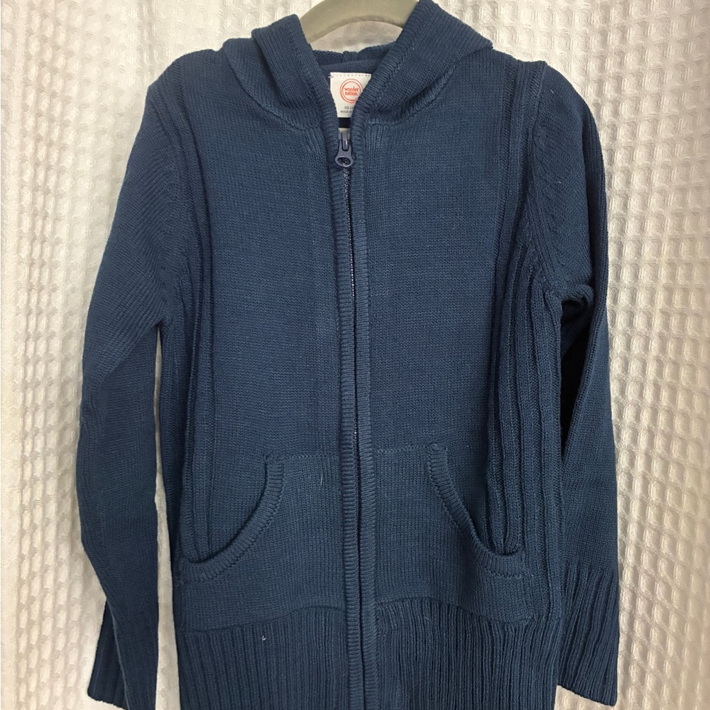 Kids Navy Blue Hooded Cardigan uniform sweater